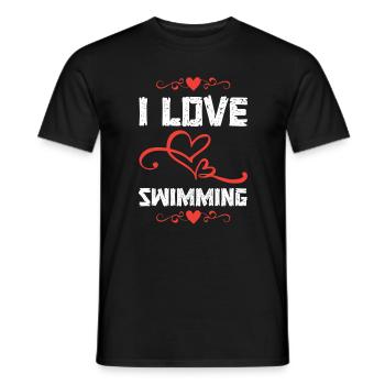 Ich Liebe Schwimmen Herz Design - Männer T-Shirt - Schwarz - Vorne - AI Model Male 178 light (178cm)