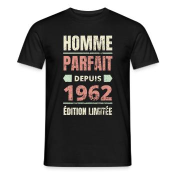 Homme parfait depuis 1962 anniversaire 60 ans - T-shirt homme - noir - Devant - AI Model Male 178 light (178cm)