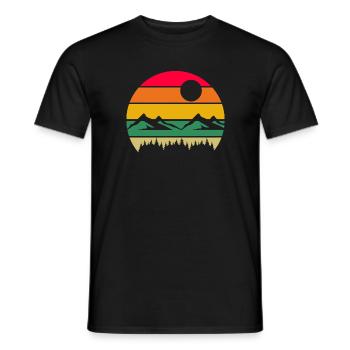 Wanderer Bergsteiger Retro Natur - Männer T-Shirt - Schwarz - Vorne - AI Model Male 178 light (178cm)