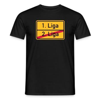 1. Liga - Männer T-Shirt - Schwarz - Vorne - AI Model Male 178 light (178cm)