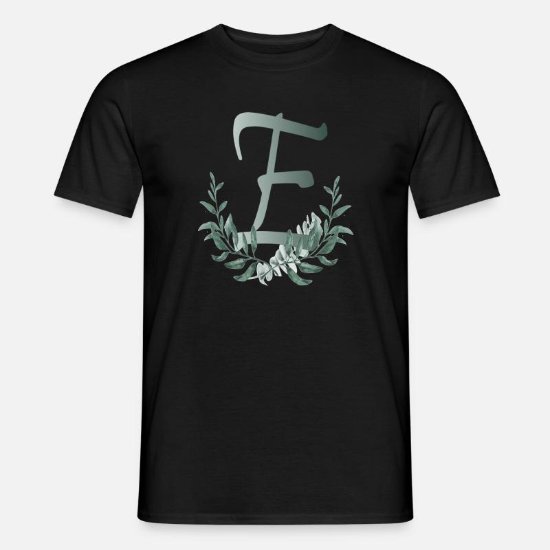 Letter E with plants - Men’s T-shirt - black