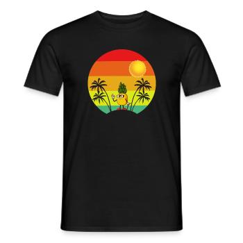 Ananas Rétro Palmiers Tropical Été - T-shirt homme - noir - Devant - AI Model Male 178 light (178cm)