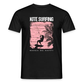 Surfing Windsurfing Kitesurfing makes me happy - Men's T-Shirt - black - Front - AI Model Male 178 light (178cm)
