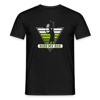 Kiss my Ace Funny Tennis Retro Sunset - Men's T-Shirt - black - Front - AI Model Male 178 light (178cm)