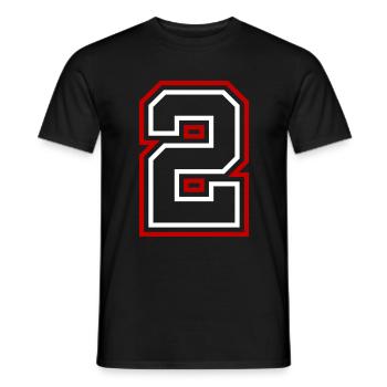 2 Number number - Men's T-Shirt - black - Front - AI Model Male 178 light (178cm)