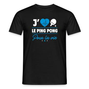 J'aime le tennis de table – Pour fans de ping-pong - T-shirt homme - noir - Devant - AI Model Male 178 light (178cm)