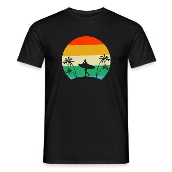 Surfing Surfboard Retro Palm Surfer - Men's T-Shirt - black - Front - AI Model Male 178 light (178cm)