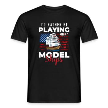Navire Miniature Voilier Rc Bateau - T-shirt homme - noir - Devant - AI Model Male 178 light (178cm)
