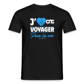 Voyager pour la vie – en camping-car à l'aventure - T-shirt homme - noir - Devant - AI Model Male 178 light (178cm)
