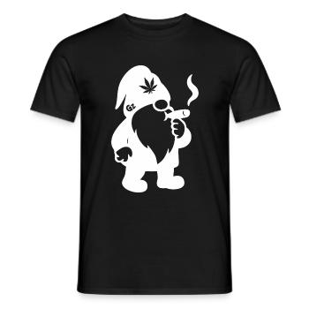 Kiffender Zwerg/Wichtel mit Joint - Weedlove - Männer T-Shirt - Schwarz - Vorne - AI Model Male 178 light (178cm)