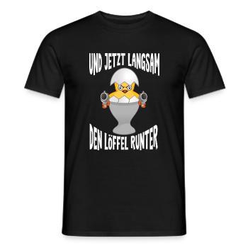 Kükenei Jetzt langsam den Löffel runter ! - Männer T-Shirt - Schwarz - Vorne - AI Model Male 178 light (178cm)