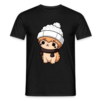 Alpaca Winter Animal Cute Comic - Men's T-Shirt - black - Front - AI Model Male 178 light (178cm)