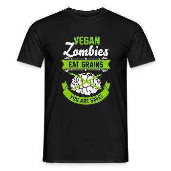 Vegan Zombies eat Grains you are safe! Veggie - Men's T-Shirt - black - Front - AI Model Male 178 light (178cm)