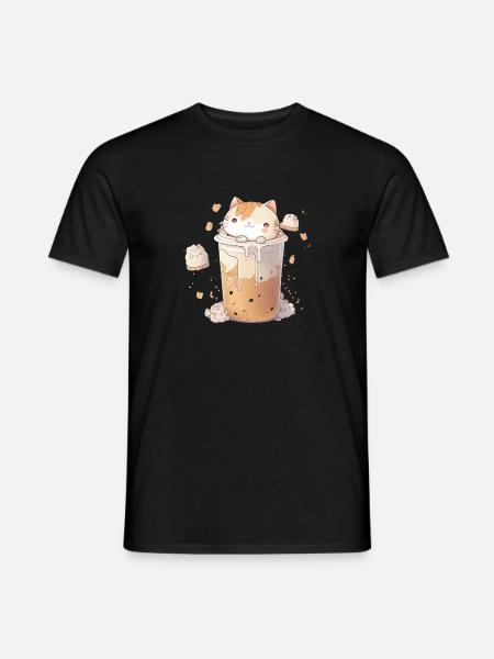 Katze Boba Bubble Tea Anime Kawaii Japanisch - Männer T-Shirt - Schwarz