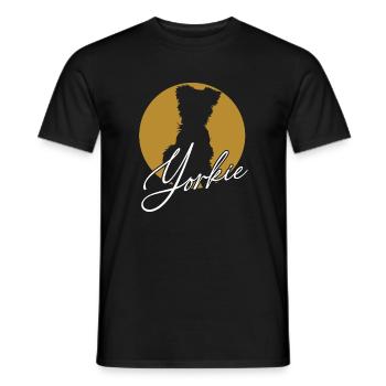 Adorable Yorkie in color wheel with lettering - Men's T-Shirt - black - Front - AI Model Male 178 light (178cm)