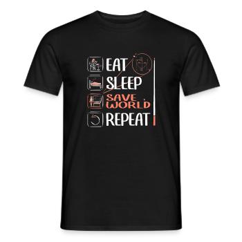 Super Math Teacher Saves the World - Men's T-Shirt - black - Front - AI Model Male 178 light (178cm)