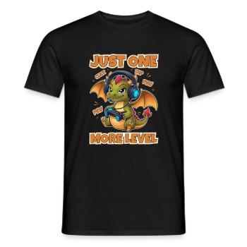 Gamer Drache Gaming one more Level Kids - Men's T-Shirt - black - Front - AI Model Male 178 light (178cm)