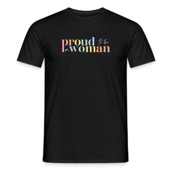 Femme fière | Grande façade - T-shirt homme - noir - Devant - AI Model Male 178 light (178cm)