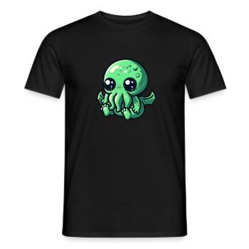 The charm of Lovecraft: Adorable Cute Baby Cthulhu - Men's T-Shirt - black - Front - AI Model Male 178 light (178cm)