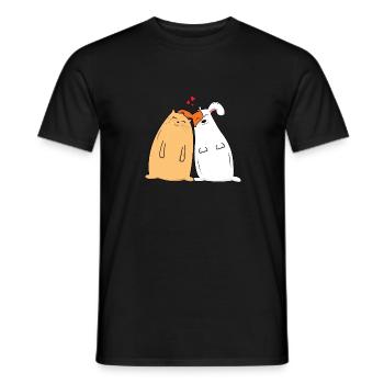 In love! Dog and cat are in love. - Men's T-Shirt - black - Front - AI Model Male 178 light (178cm)