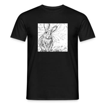 Lièvre dessiné - T-shirt homme - noir - Devant - AI Model Male 178 light (178cm)