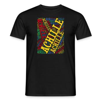 t-shirt Achille word cloud t-shirt gift idea t-shirt - Men's T-Shirt - black - Front - AI Model Male 178 light (178cm)