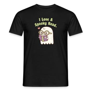 Cute Ghost I Love A Spooky Read Funny - Men's T-Shirt - black - Front - AI Model Male 178 light (178cm)