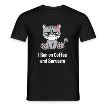 Je cours avec du café et du sarcasme drôle de café - T-shirt homme - noir - Devant - AI Model Male 178 light (178cm)