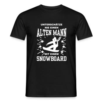 Unterschätze nie ein alten Mann mit eine Snowboard - Männer T-Shirt - Schwarz - Vorne - AI Model Male 178 light (178cm)