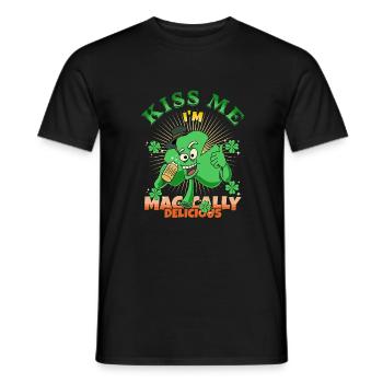 Kiss Me I'm Magically Delicious Funny Irish Quote - Men's T-Shirt - black - Front - AI Model Male 178 light (178cm)