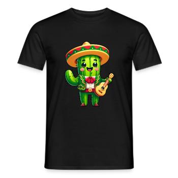 Cinco de Mayo Cactus Mariachi Guitarist - Men's T-Shirt - black - Front - AI Model Male 178 light (178cm)