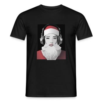 Weihnachtliche Beats - Frau im Weihnachtsmann-Look - Männer T-Shirt - Schwarz - Vorne - AI Model Male 178 light (178cm)
