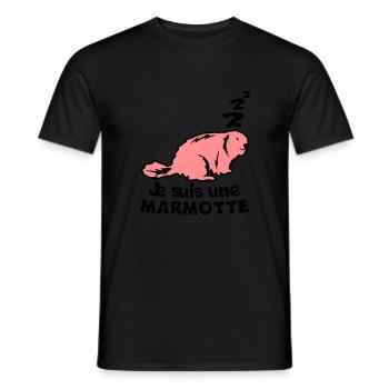 je suis une marmotte animal expression - T-shirt homme - noir - Devant - AI Model Male 178 light (178cm)