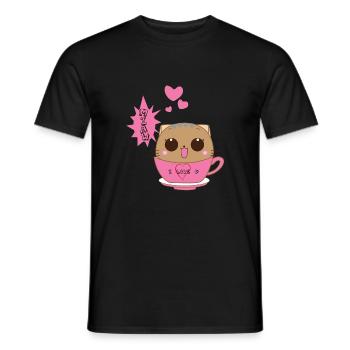 Katze süß - Männer T-Shirt - Schwarz - Vorne - AI Model Male 178 light (178cm)