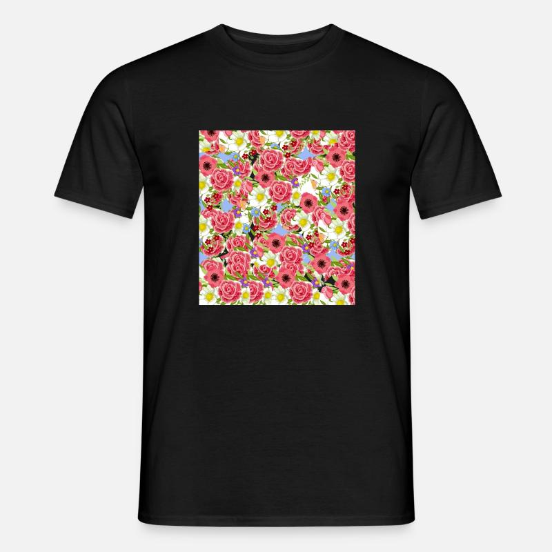 Blumenmuster bunte Blumen - Männer T-Shirt - Schwarz