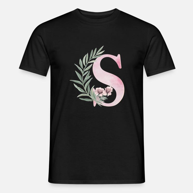Buchstabe S mit Blumen - Männer T-Shirt - Schwarz