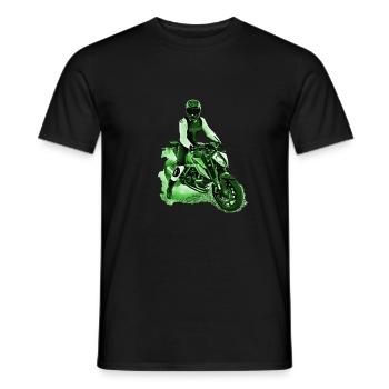 Motocycliste Nakedbike vert - T-shirt homme - noir - Devant - AI Model Male 178 light (178cm)