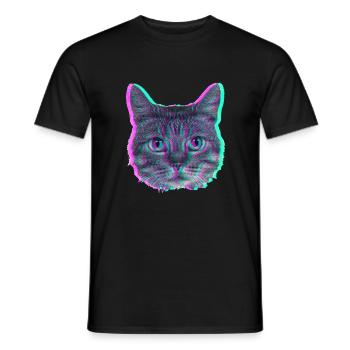 Tête de chat - Rétro - T-shirt homme - noir - Devant - AI Model Male 178 light (178cm)
