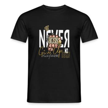 Never Give Up - Men's T-Shirt - black - Front - AI Model Male 178 light (178cm)