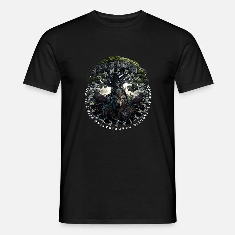 Wikinger Valhalla Wolf Odins - Männer T-Shirt - Schwarz