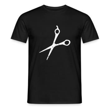Schere Vintage Friseur Friseurin Haare Schneiden - Männer T-Shirt - Schwarz - Vorne - AI Model Male 178 light (178cm)