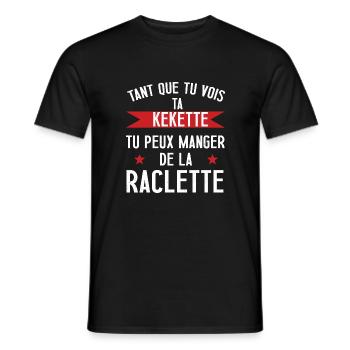 Cadeau humour raclette beauf fan de fromages - T-shirt homme - noir - Devant - AI Model Male 178 light (178cm)