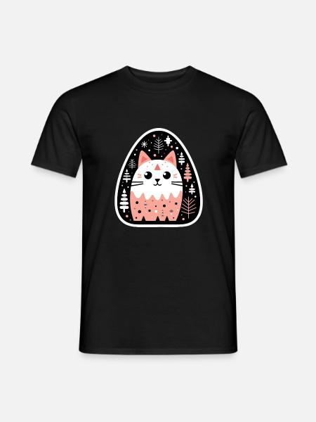 Kitten waiting for Christmas - Men's T-Shirt - black
