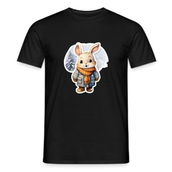 Winter Hase - Männer T-Shirt - Schwarz - Vorne - AI Model Male 178 light (178cm)