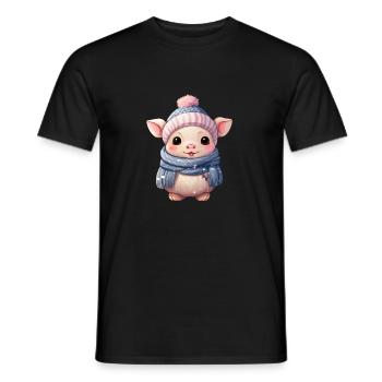 Winter Magic Piglet Design - Men's T-Shirt - black - Front - AI Model Male 178 light (178cm)