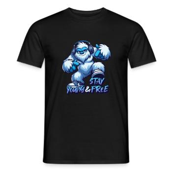 Stay young and free - Yeti urban design - Men's T-Shirt - black - Front - AI Model Male 178 light (178cm)