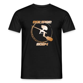 Eclipse 2024, mit einem Paintball-Marker. - Männer T-Shirt - Schwarz - Vorne - AI Model Male 178 light (178cm)