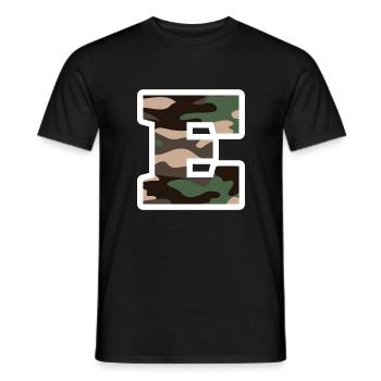 Buchstabe E Militärische Tarnung - Geschenkidee - Männer T-Shirt - Schwarz - Vorne - AI Model Male 178 light (178cm)