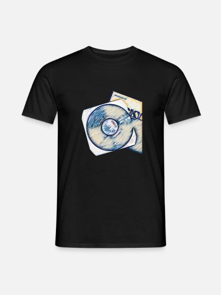 Schallplatte mit Cover - Männer T-Shirt - Schwarz