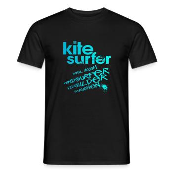 Kitesurfeur vs véliplanchiste - T-shirt homme - noir - Devant - AI Model Male 178 light (178cm)